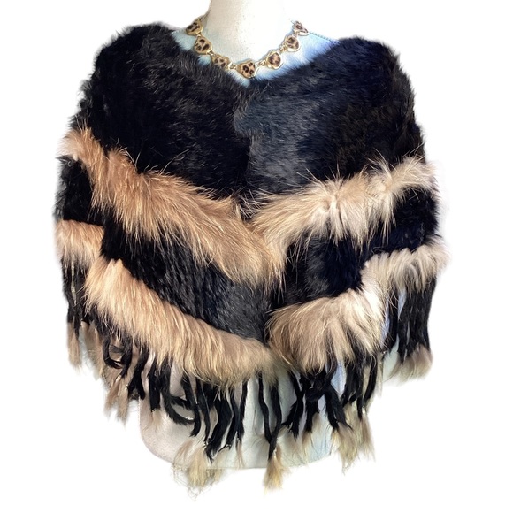 Fur Poncho with Fringe Detail. (FC) - Picture 1 of 8